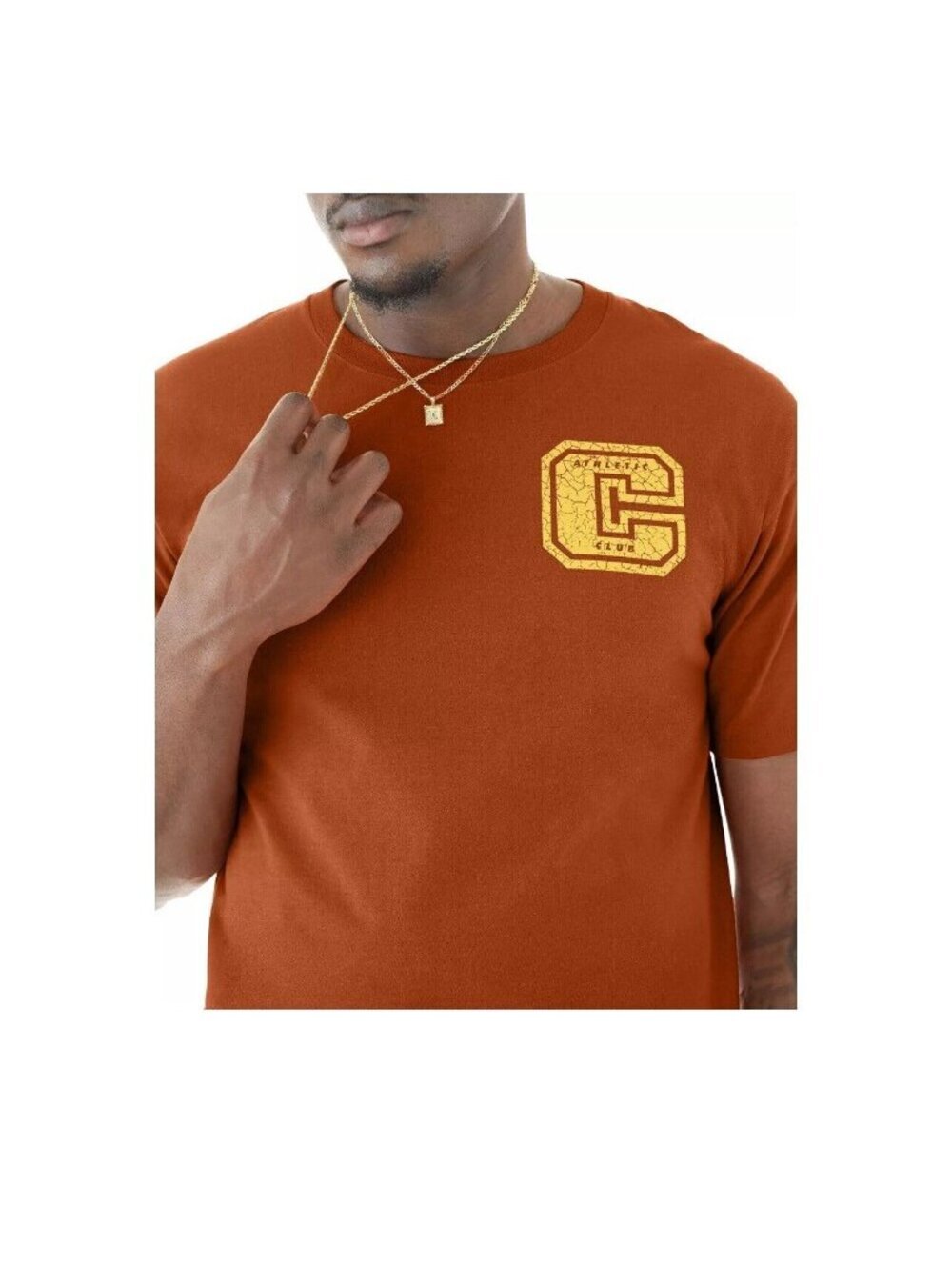 Champion Mens C Logo Classic T-Shirt~Size Medium~Burnt Orange Graphic Tee L9 06